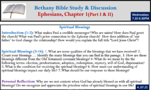 Ephesians 1 (Spiritual Blessings) - Part II