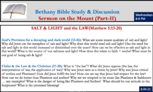Matthew 5 (SALT & LIGHT and the LAW) - Part II